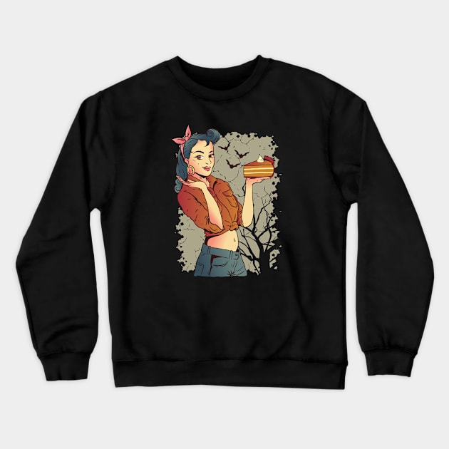 Pin Up Girl Pumpkin Pie Crewneck Sweatshirt by BamBam